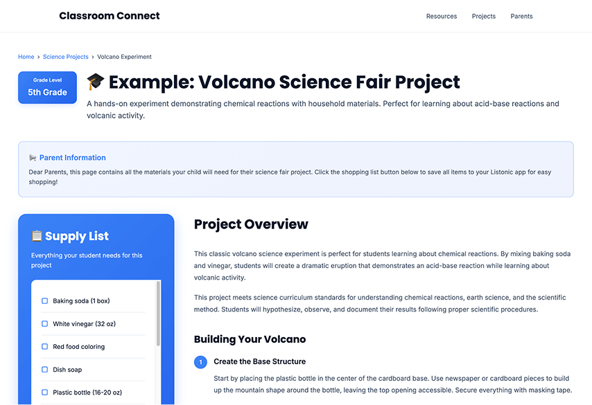 Teacher resources with Listonic button